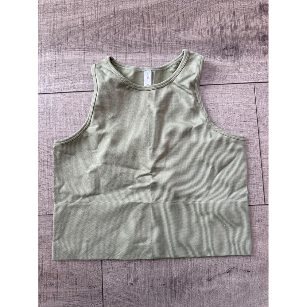 Sage Green Ribbed Crop Tank Athletic Top XL